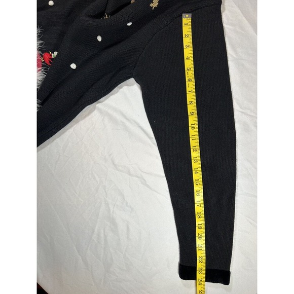 Vintage The Quacker Factory Snowman Christmas Sweater Ugly Christmas Black XL - Picture 11 of 11